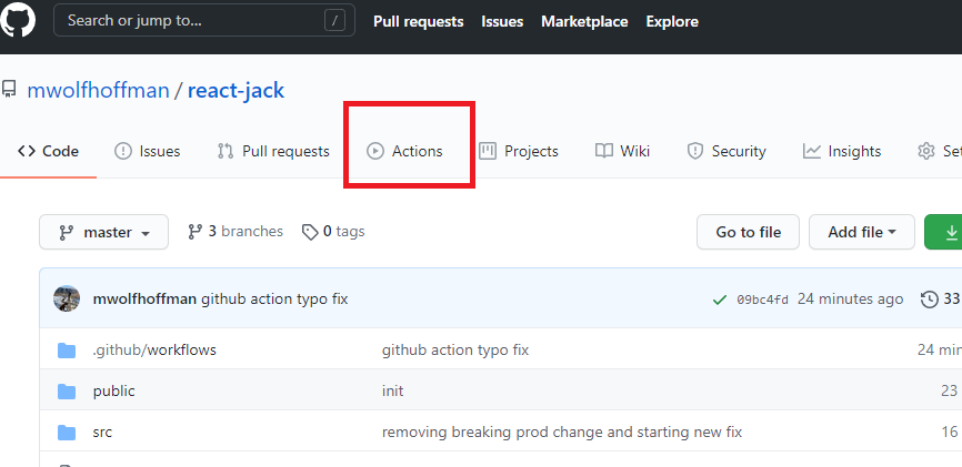 add-github-actions-to-react-app